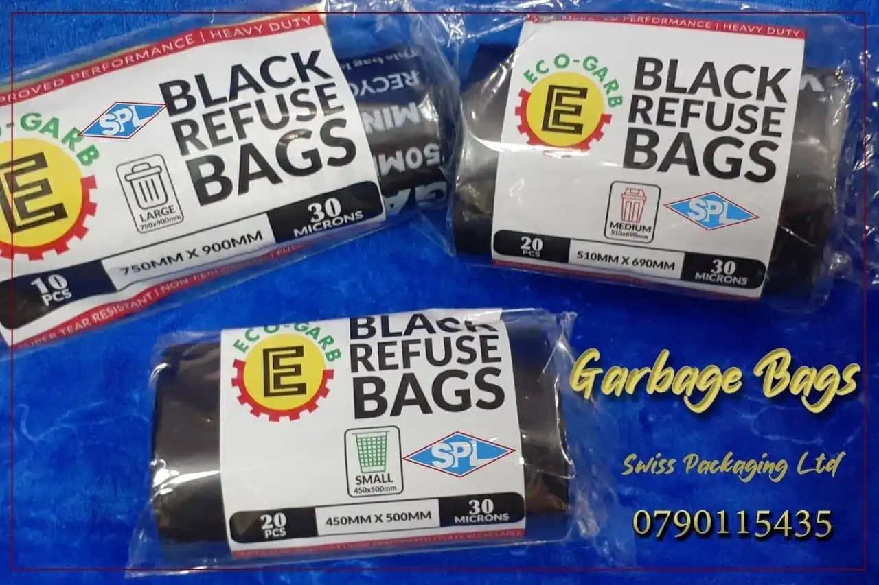 Garbage Bags, trash bags, Swiss Packaging Ltd, waste disposal, heavy-duty bags, bin liners, eco-friendly bags.