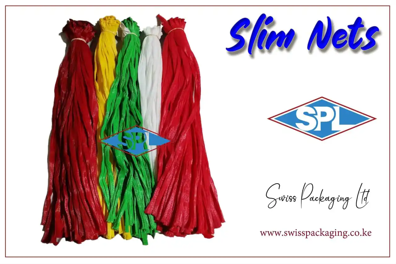 Slim Nets, packaging nets, Swiss Packaging Ltd, storage nets, durable nets, mesh bags, lightweight packaging.