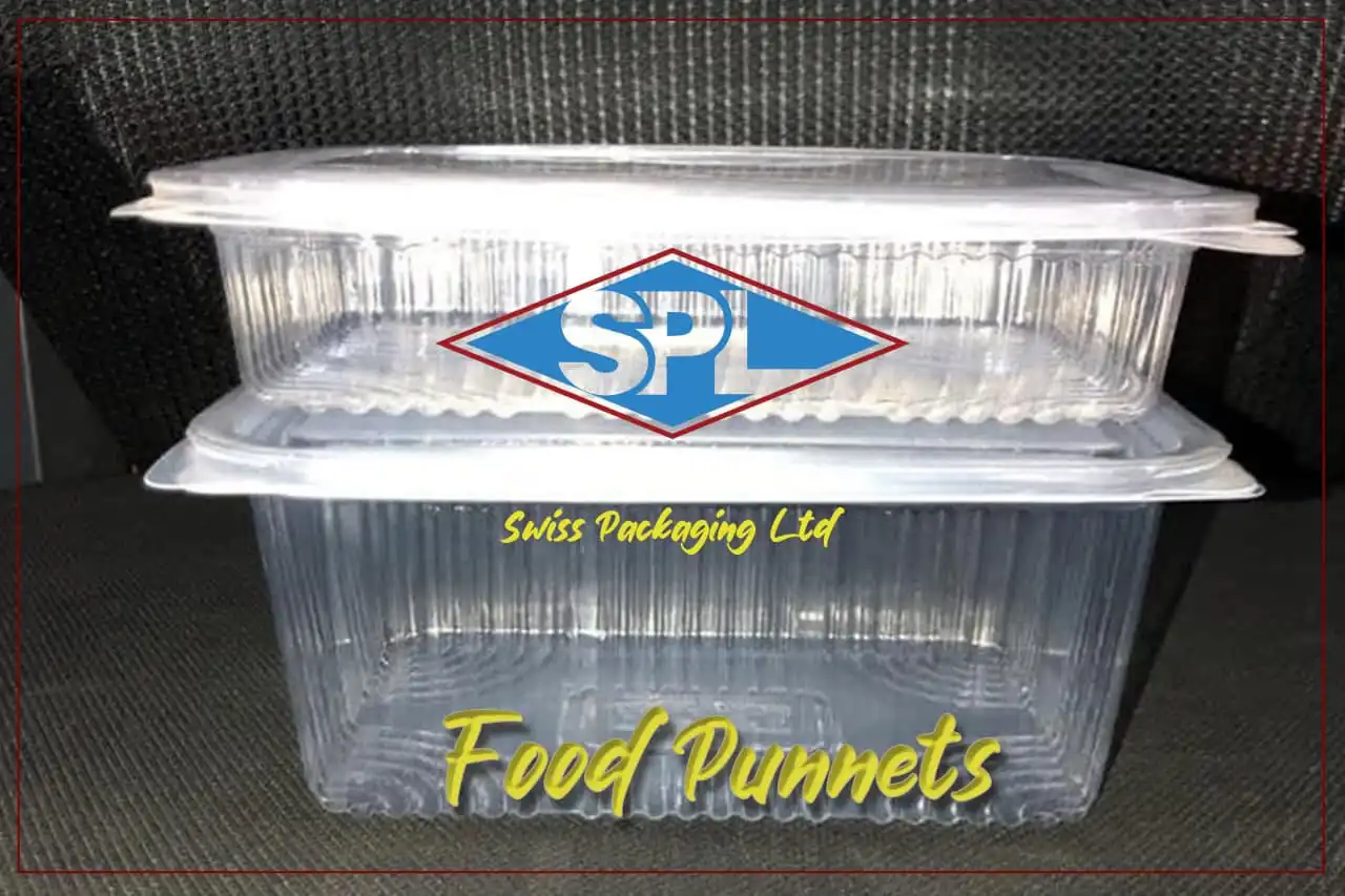 disposable food punnets, eco-friendly food packaging, takeaway containers, fresh produce punnets, food storage trays, Swiss Packaging Ltd
